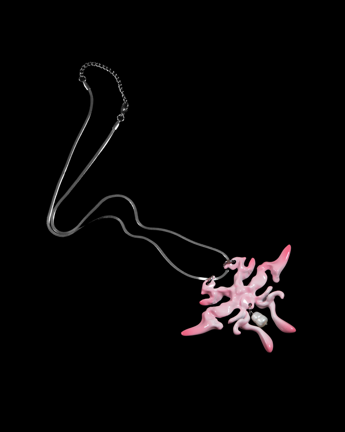 3D printed necklace earrings set with gradient cherry blossm pink finish
