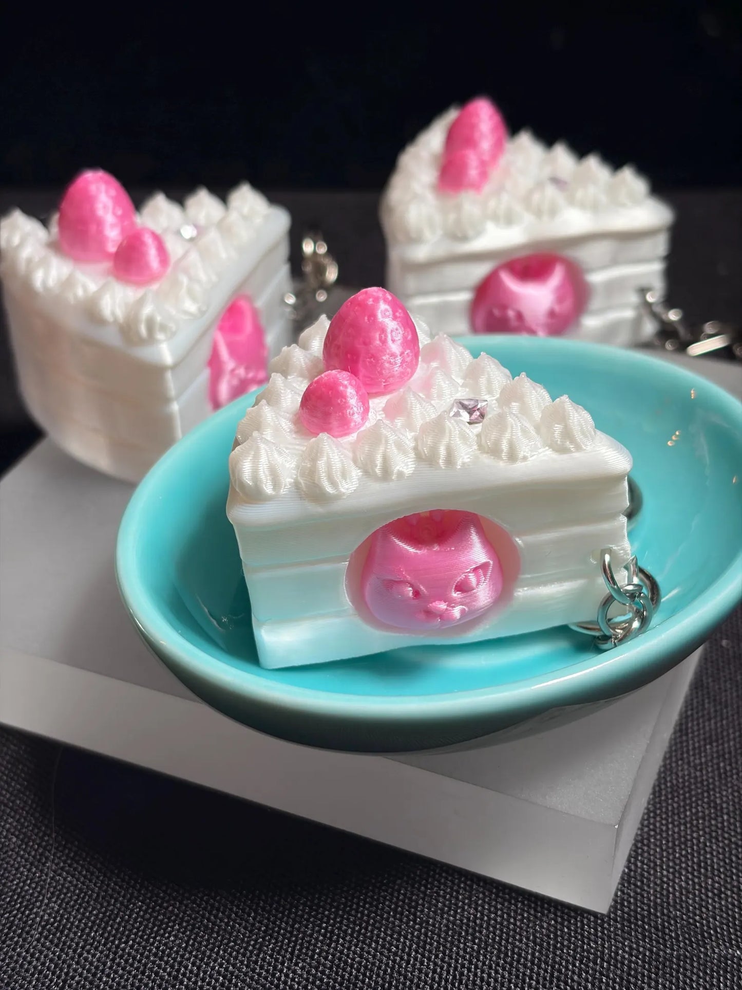 Alien Cat Cake Keychain