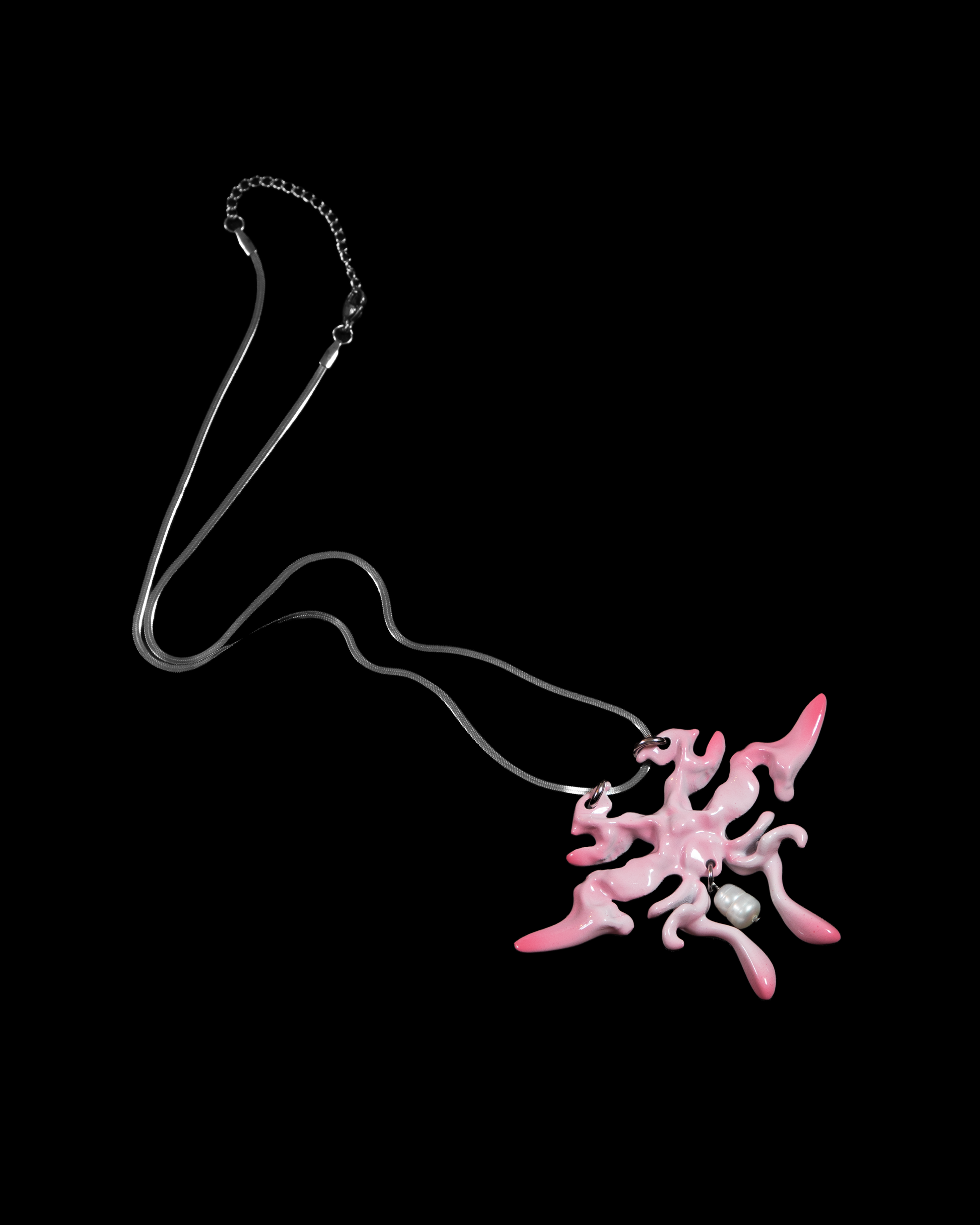 3D printed necklace earrings set with gradient cherry blossm pink finish
