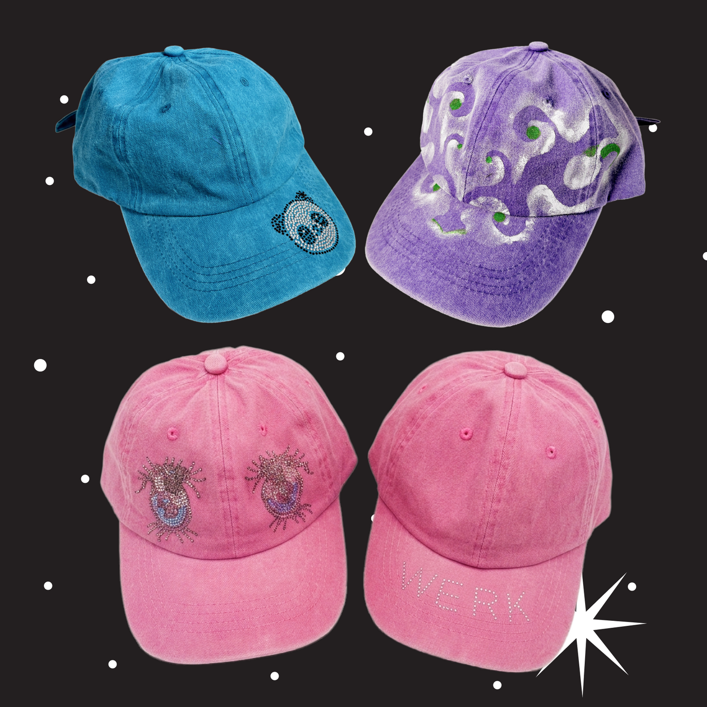Rhinestone & Hand Painted Hats