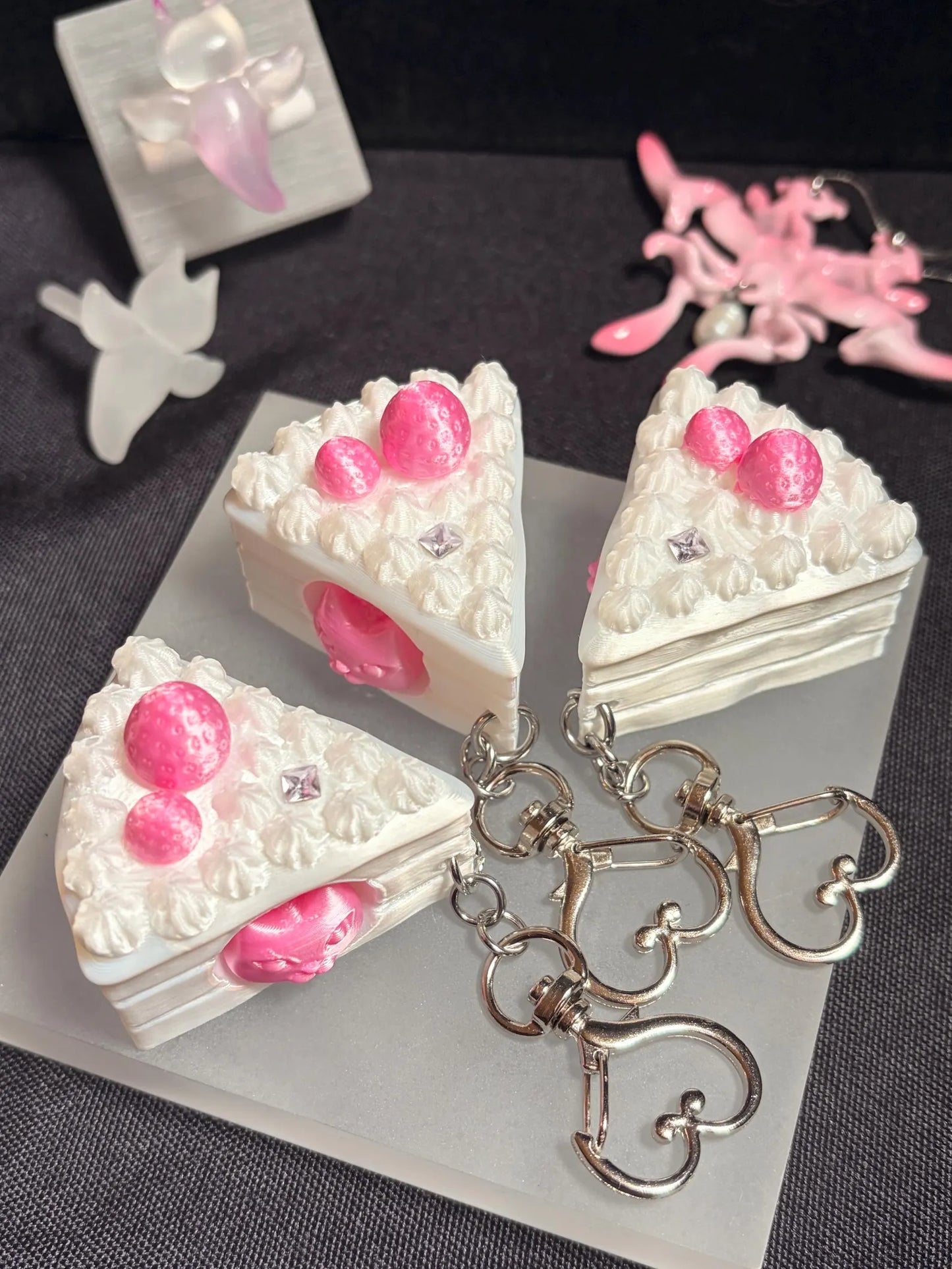 Alien Cat Cake Keychain